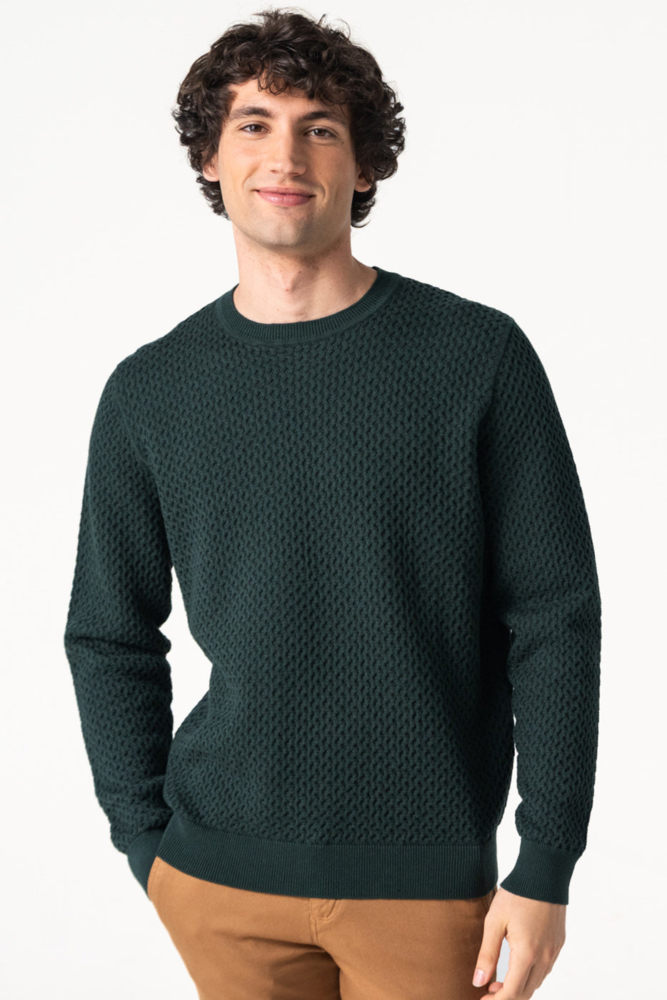 Jersey cuello redondo en verde