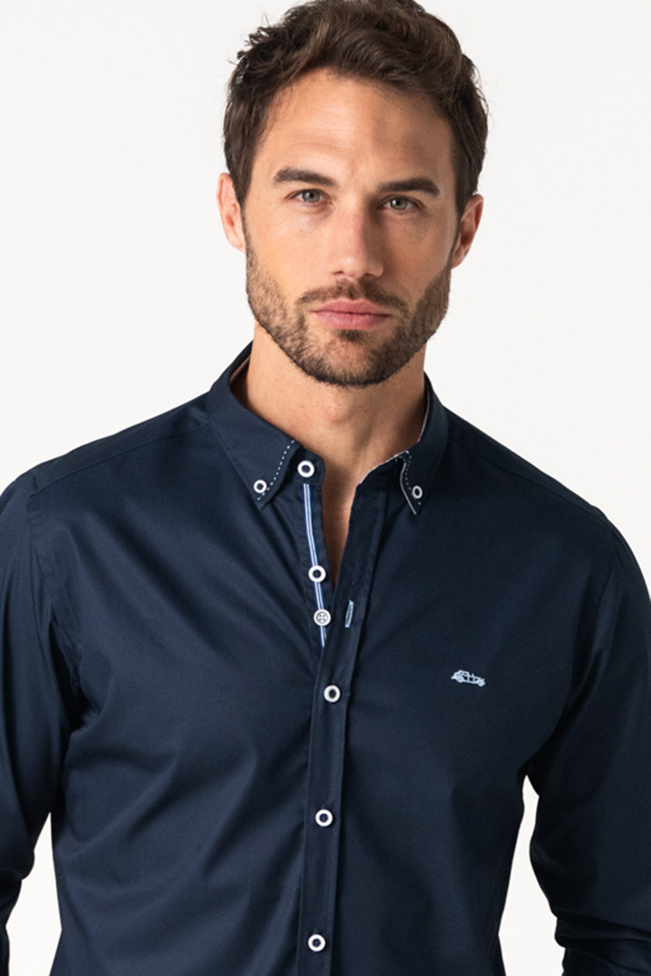 Camisa hombre lisa marino