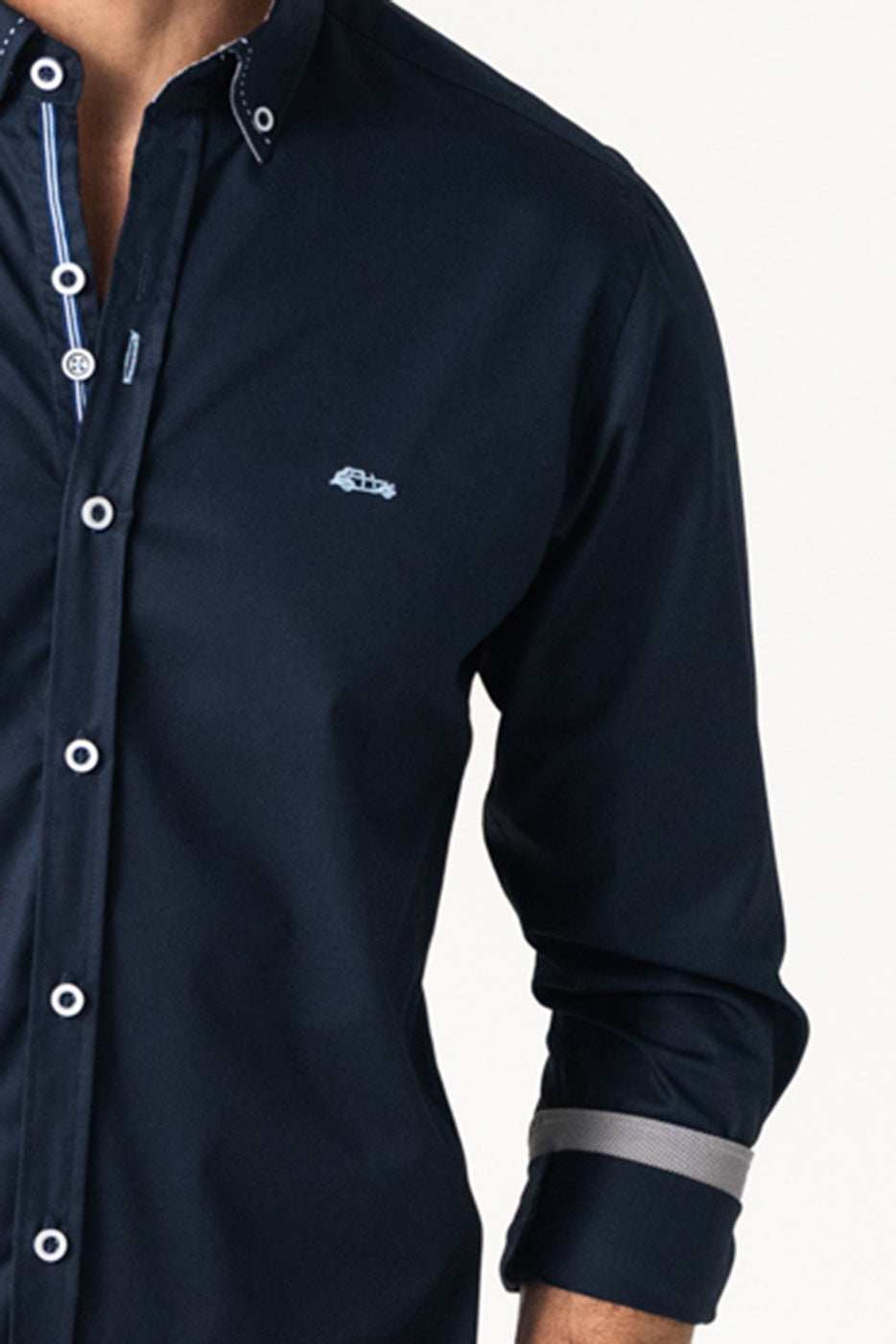 Camisa hombre lisa marino