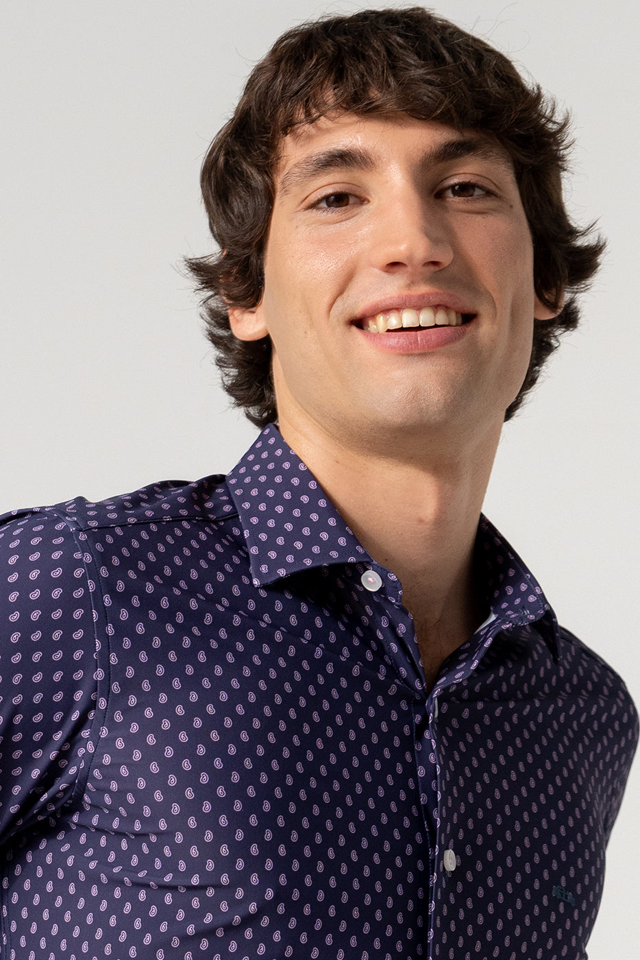 Camisa hombre estampado cachemir marino