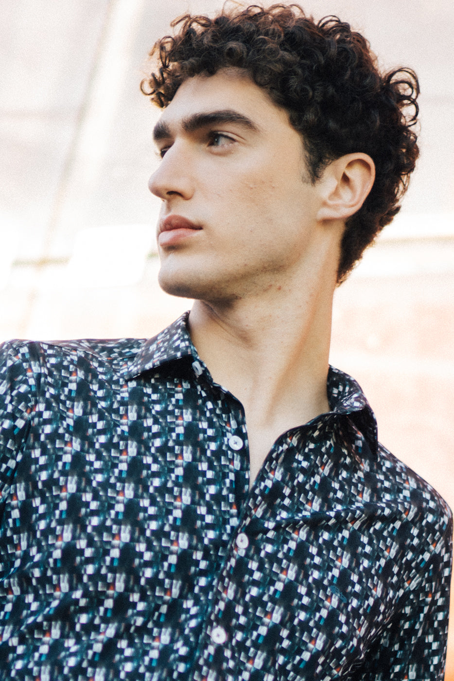Camisa estampado abstracto marino hombre
