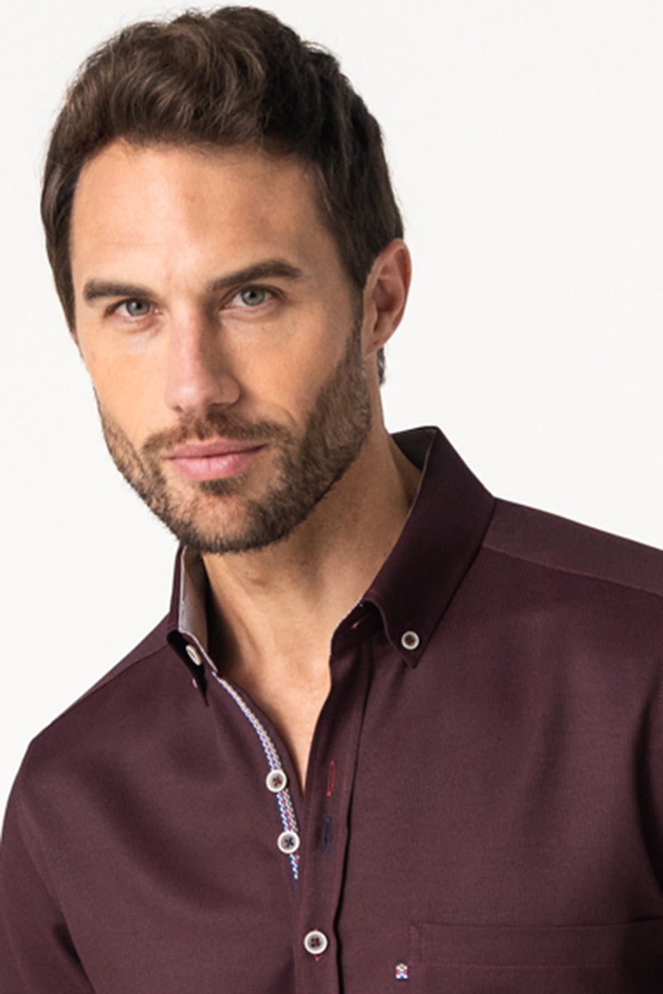 Camisa lisa hombre granate