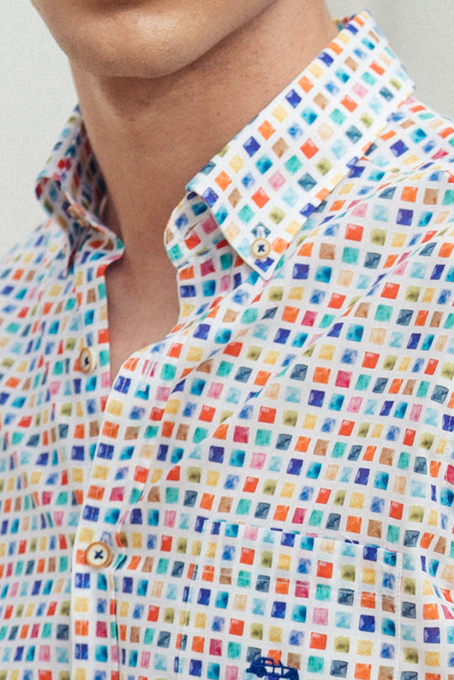 Camisa manga larga slim fit cuadritos de colores