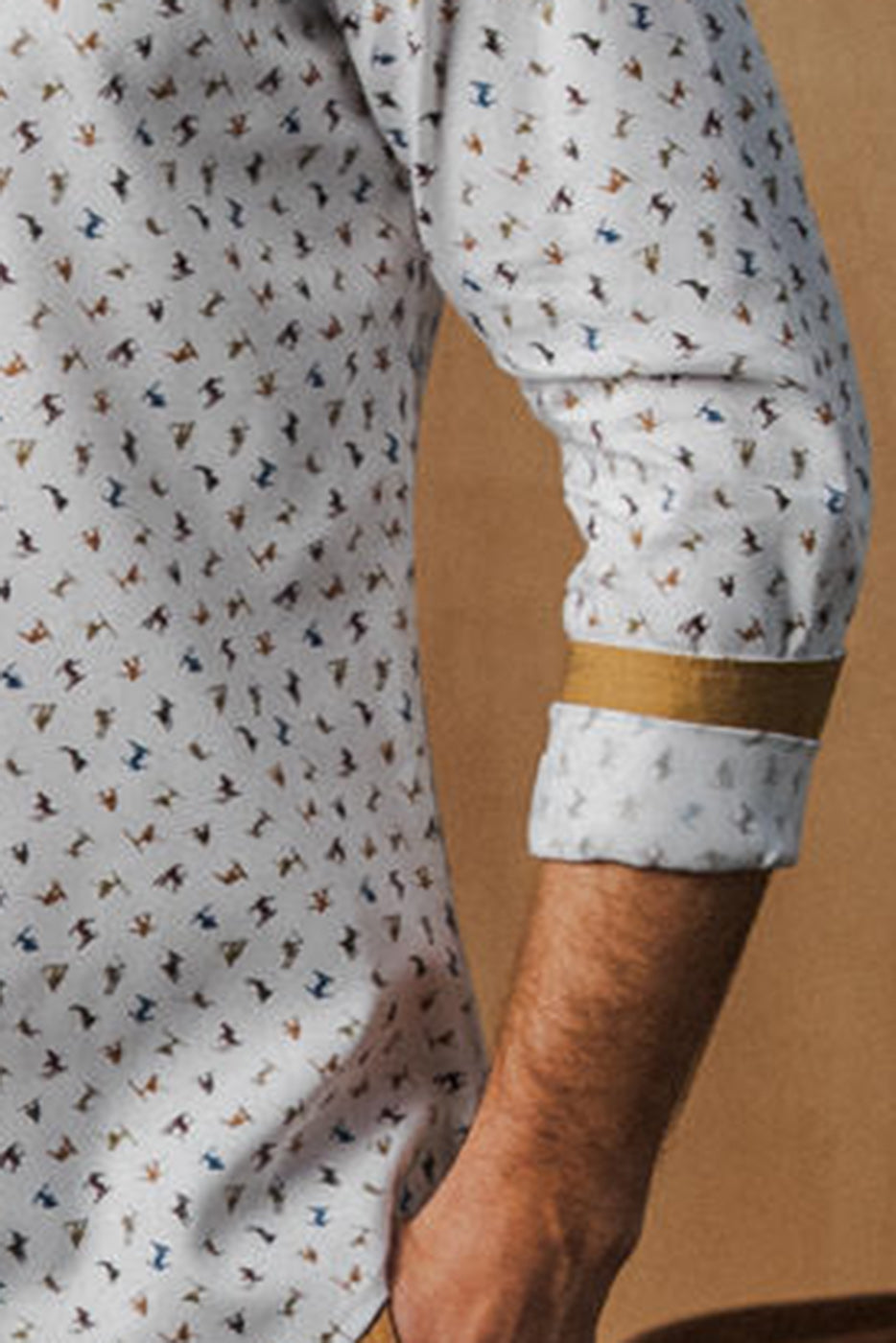 Camisa slim fit hombre estampado esquiadores multicolor