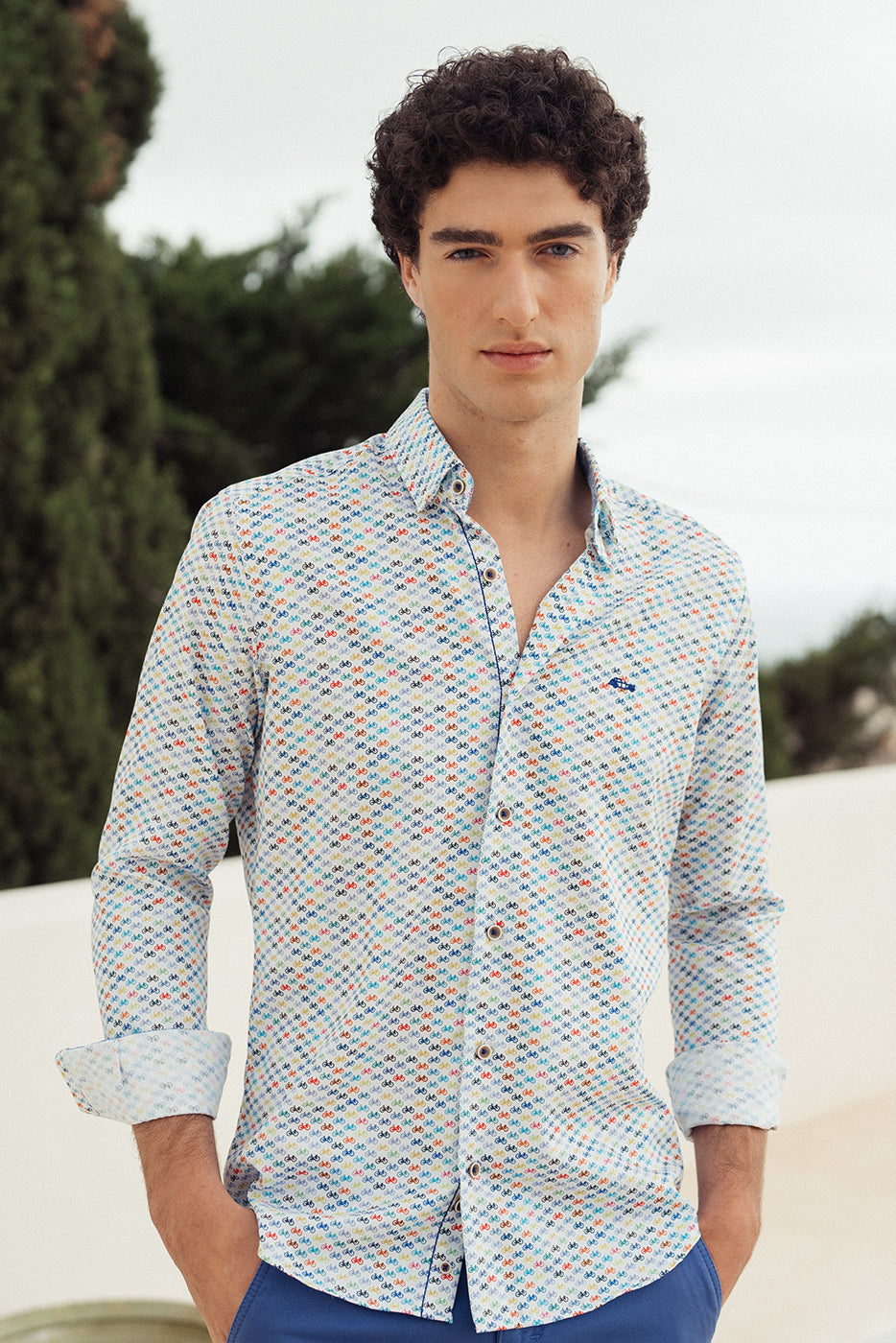 Camisa regular fit manga larga bicicletas