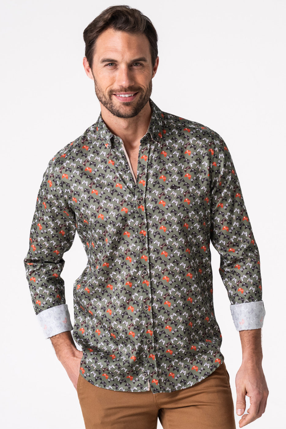 Camisa hombre estampado mandos play colores