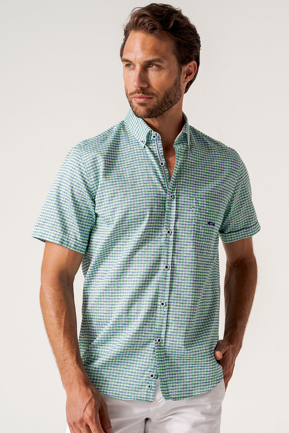 Camisa cuadro vichy manga corta