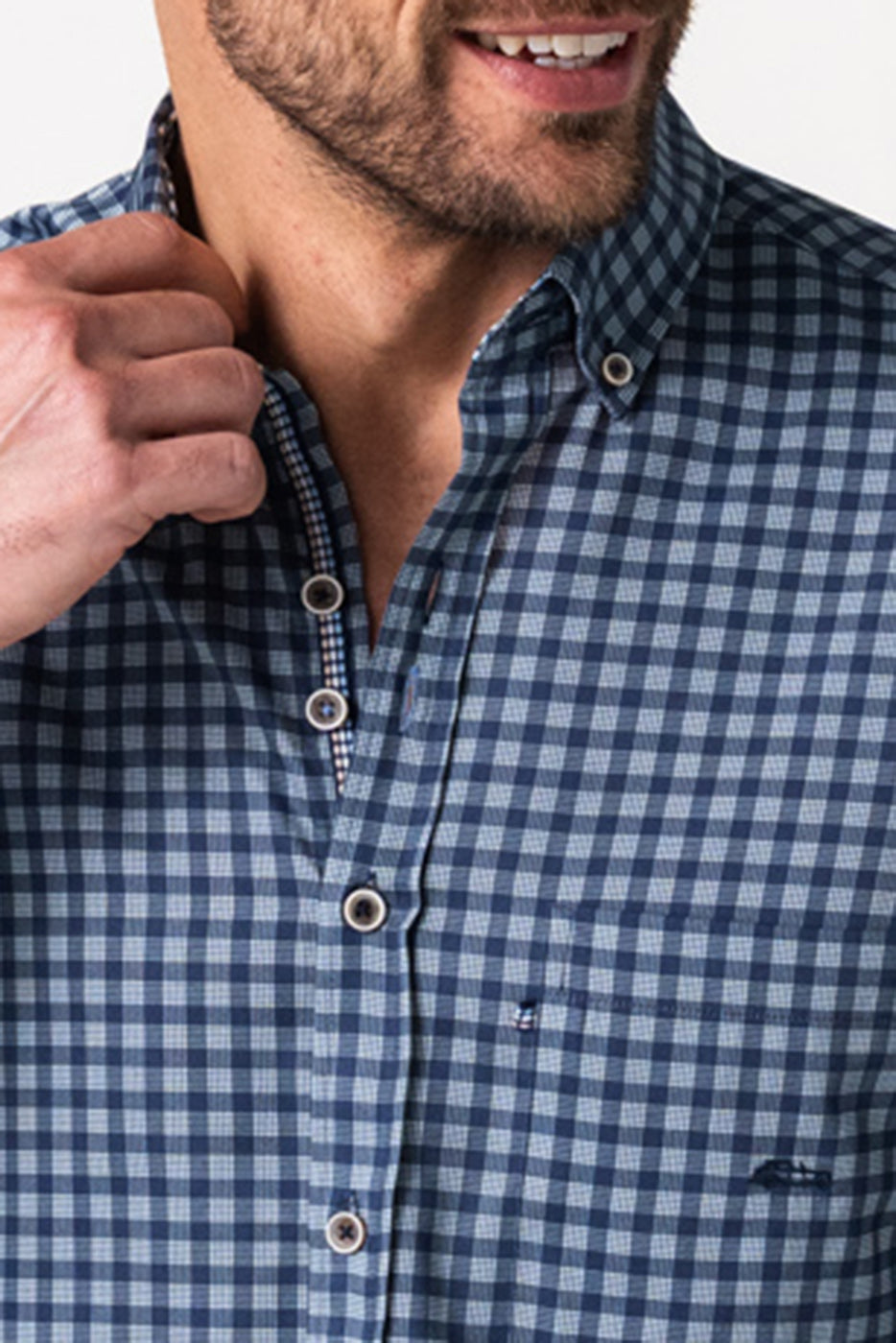 Camisa cuadros marino con bolsillo
