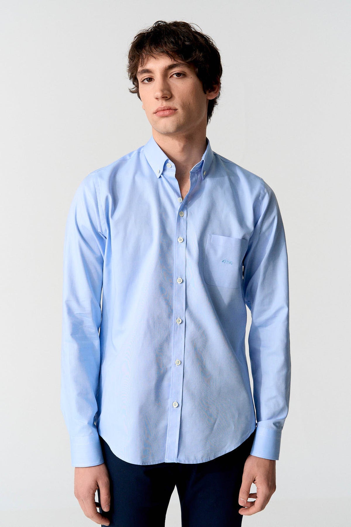 Camisa oxford celeste 100% algodón
