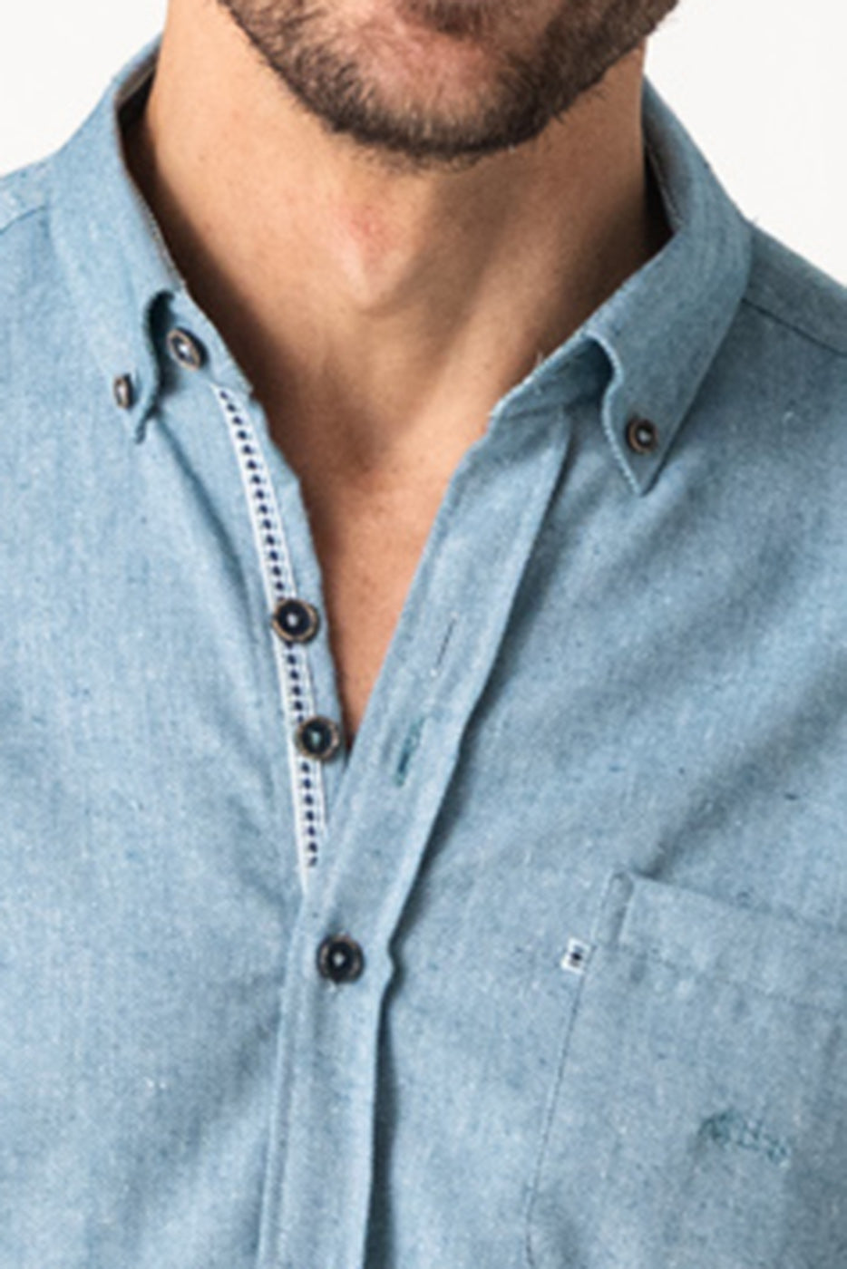 Camisa hombre lisa azul con bolsillo
