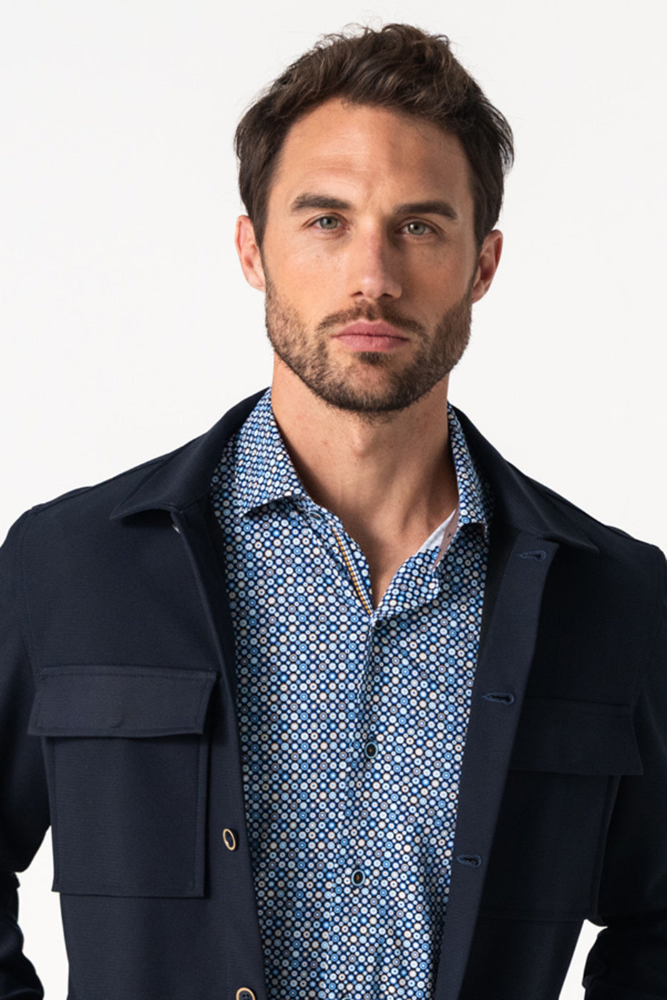 Sobrecamisa marino con bolsillos hombre