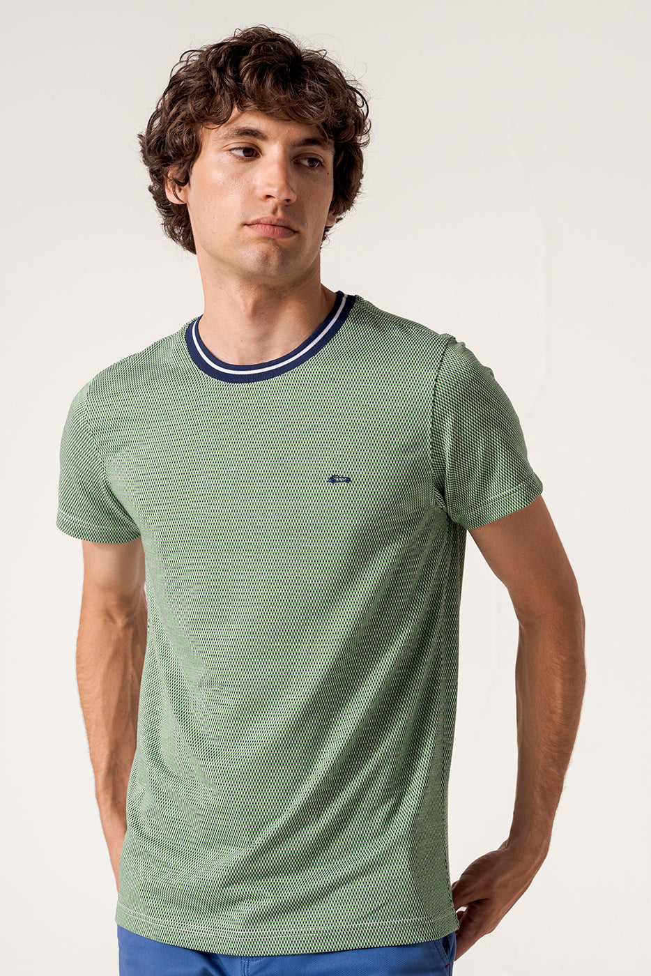 Camiseta manga corta tejido jacquard verde