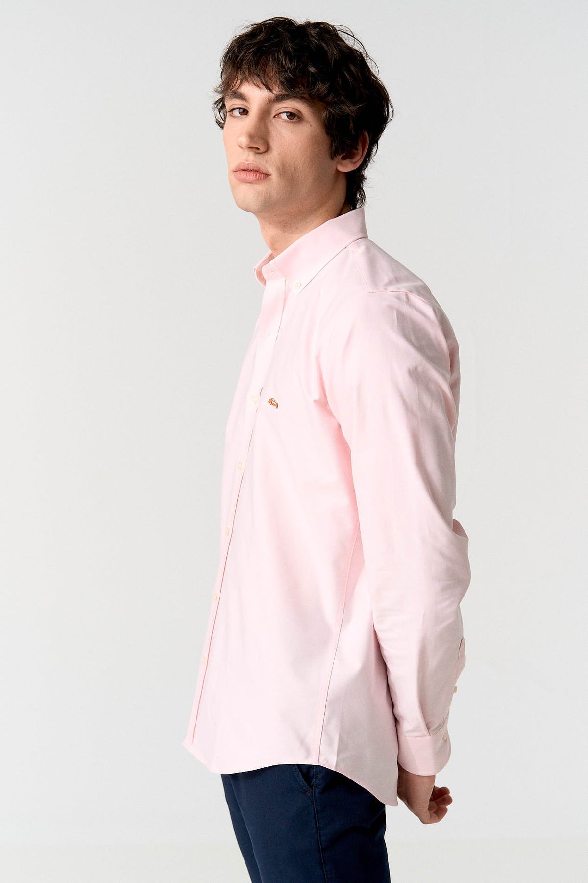 Camisa oxford rosa regular fit