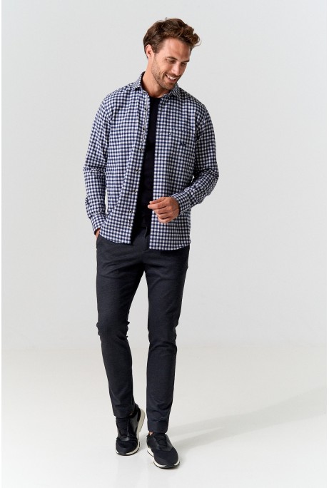 CAMISA HOMBRE CUADROS MARINO