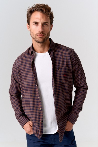 CAMISA ALGODÓN CUADROS MARRON