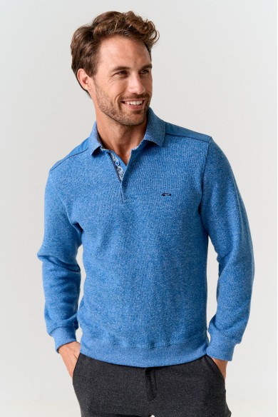 JERSEY HOMBRE AZUL CUELLO BOTONES