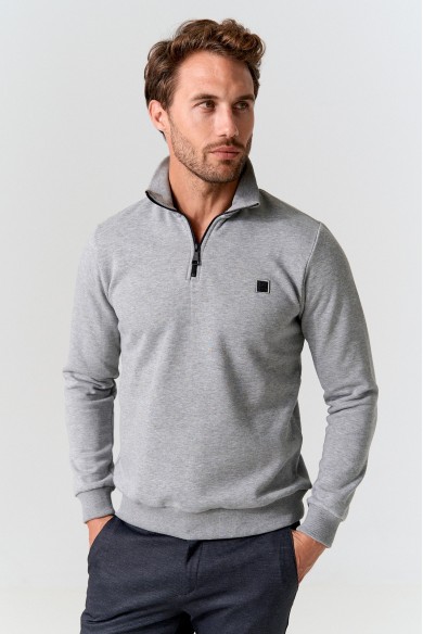 SUDADERA HOMBRE CUELLO CREMALLERA GRIS