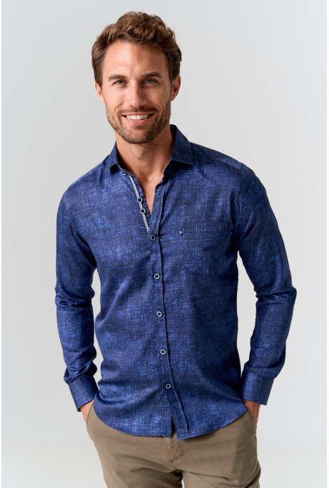 CAMISA ALGODÓN HOMBRE AZUL MARINO