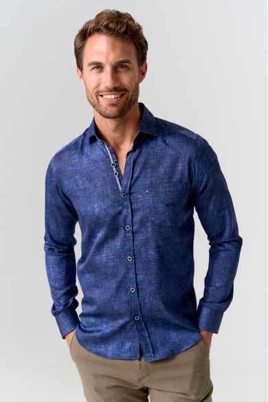 CAMISA ALGODÓN HOMBRE AZUL MARINO