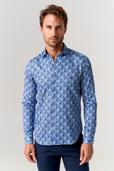 CAMISA SLIM FIT GEOMÉTRICO AZUL