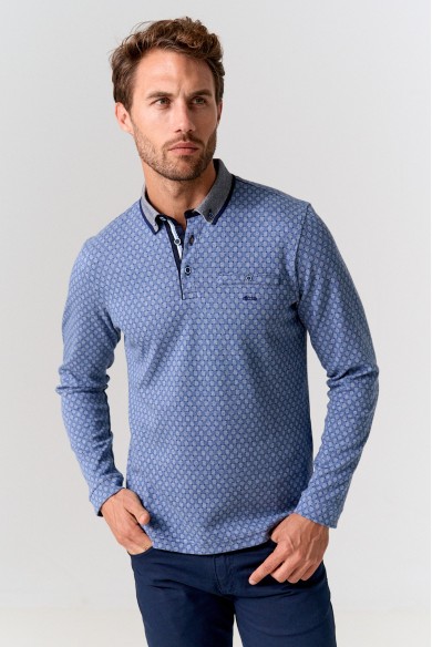 POLO HOMBRE CUADRADOS AZULES