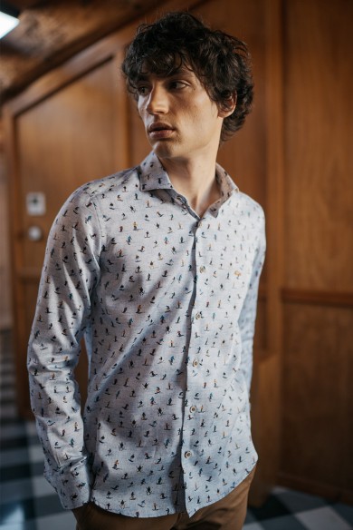 CAMISA SLIM FIT ESTAMPADO ESQUÍ