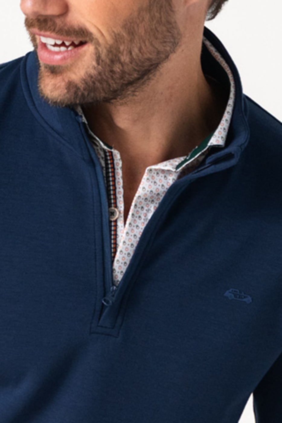 Jersey tejido técnico cuello semicisne cremallera en marino