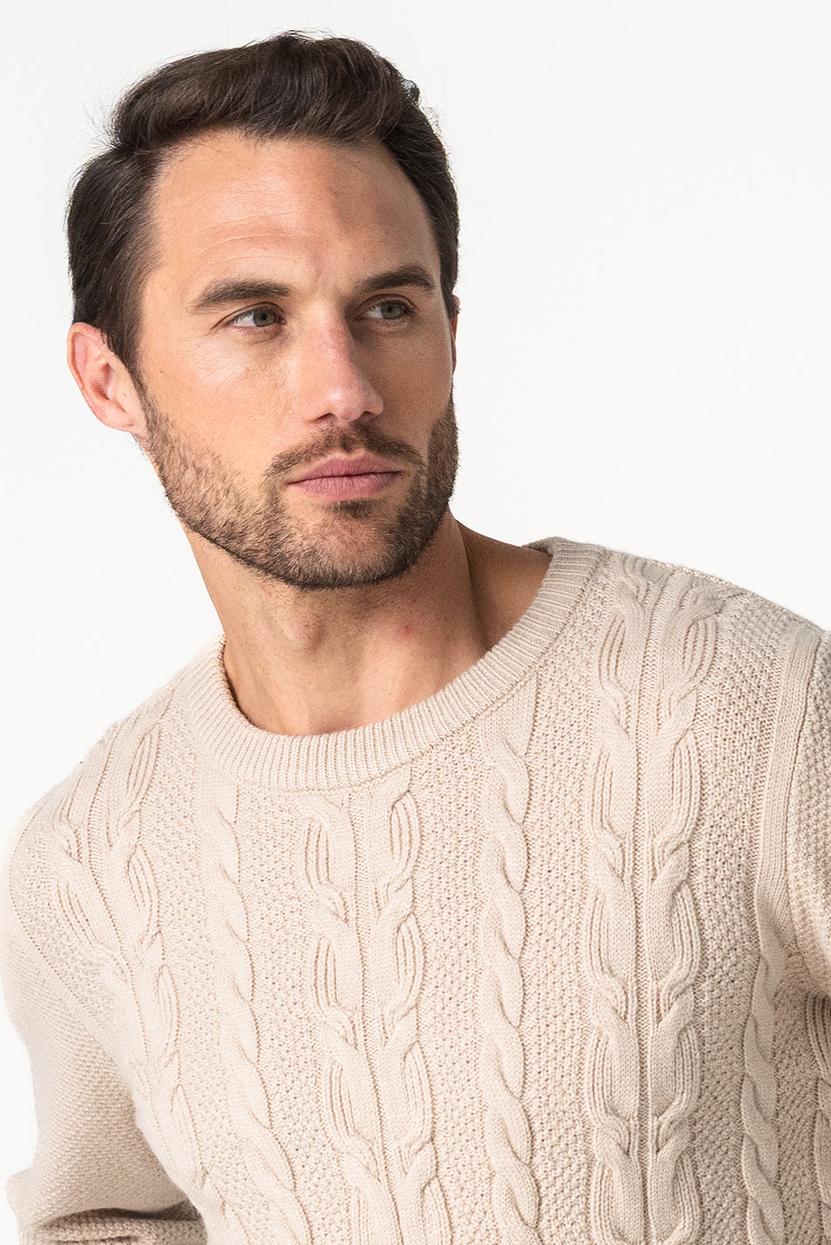 Jersey trenzado hombre beige