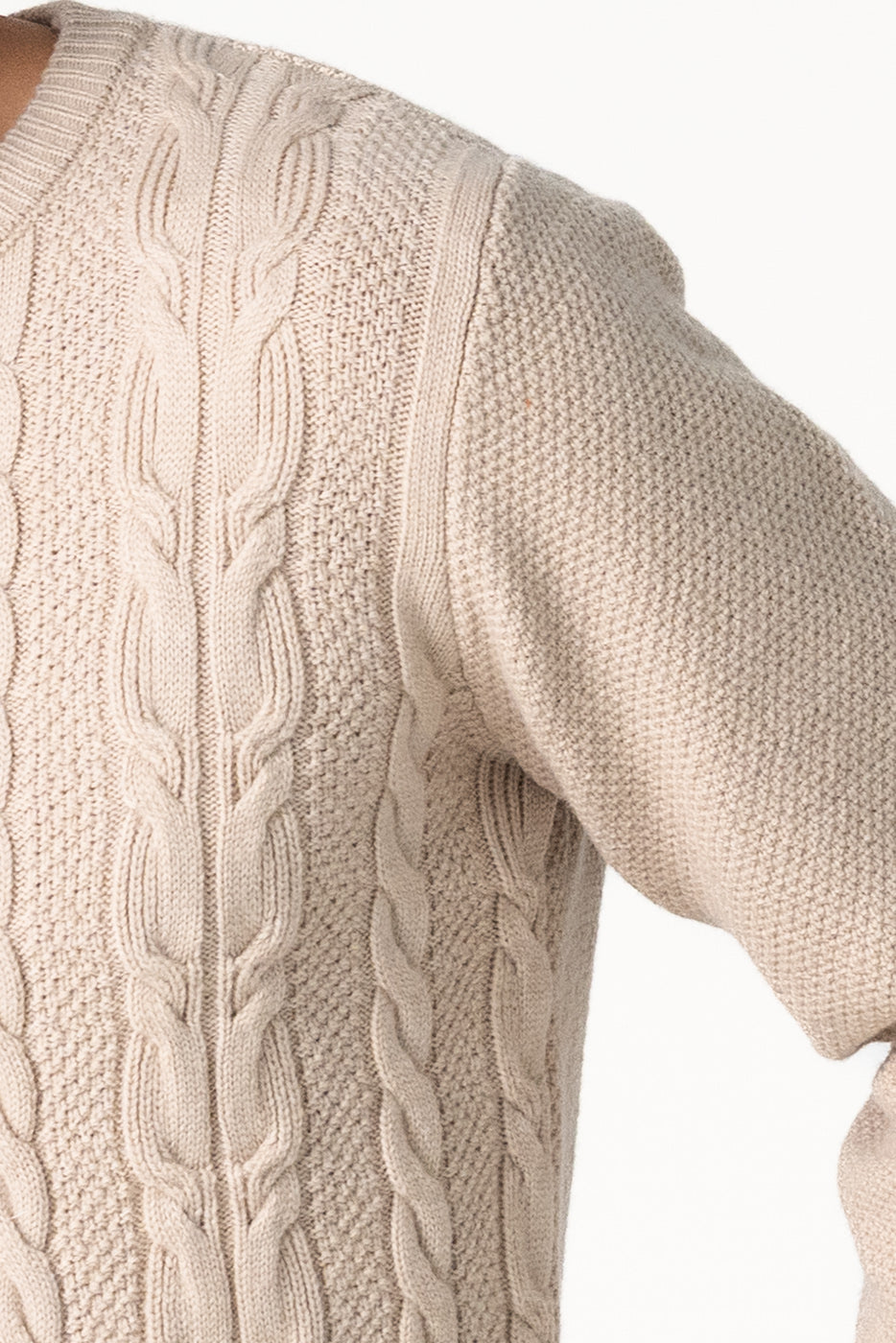 Jersey trenzado hombre beige