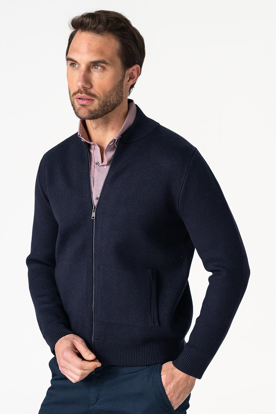 Jersey chaqueta hombre azul marino