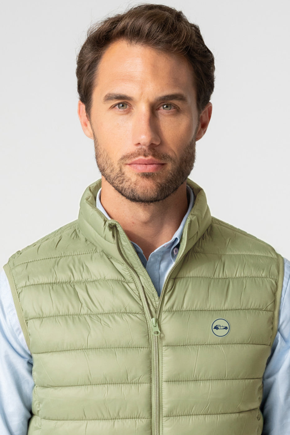 Chaleco acolchado hombre sin capucha verde