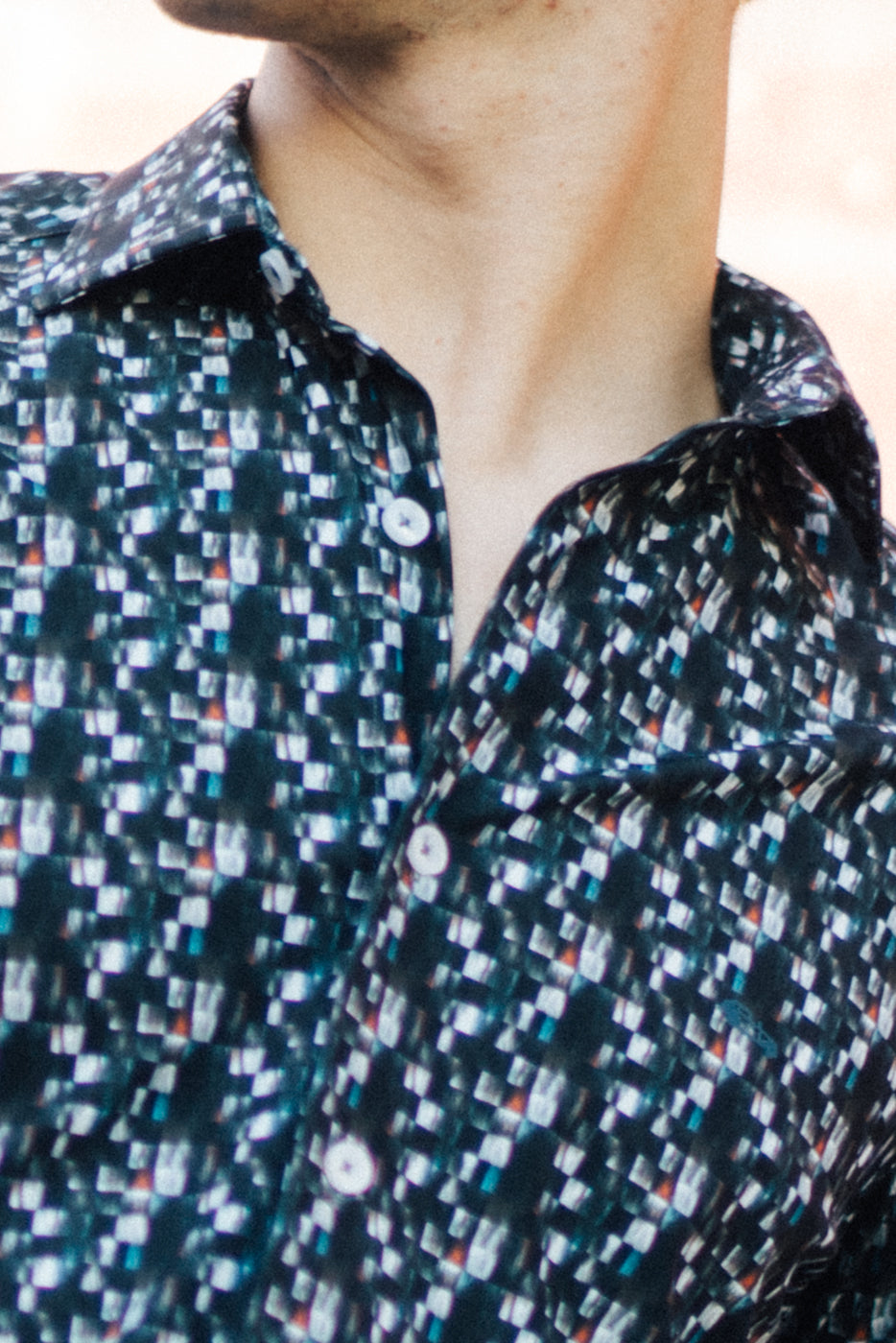 Camisa estampado abstracto marino hombre