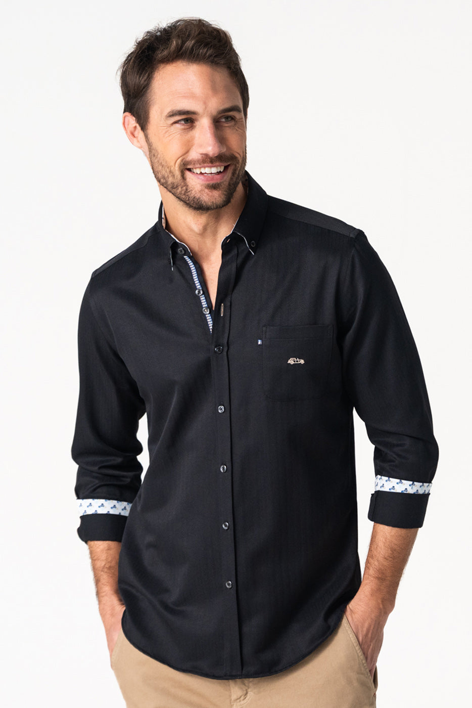 Camisa hombre lisa marino
