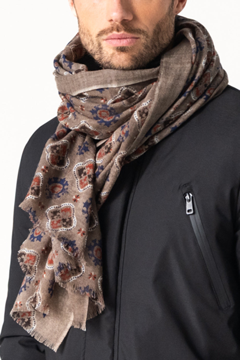 Fular hombre estampado fondo marron