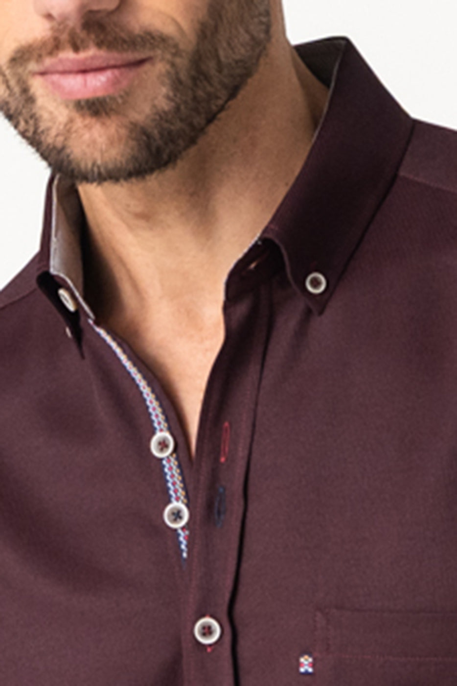 Camisa lisa hombre granate
