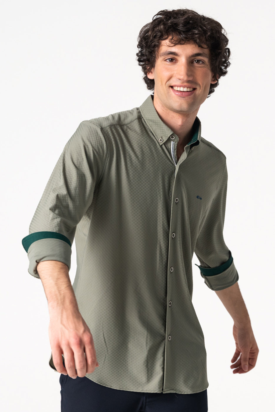 Camisa hombre tejido técnico verde