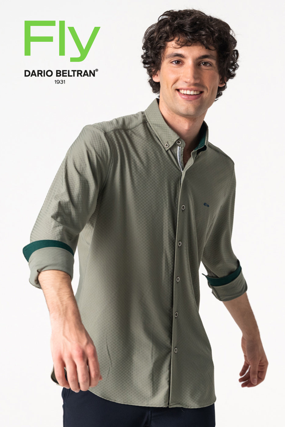 Camisa hombre tejido técnico verde