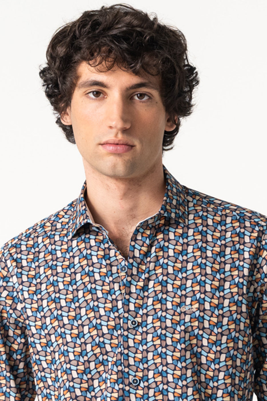 Camisa hombre slim fit estampado multicolor