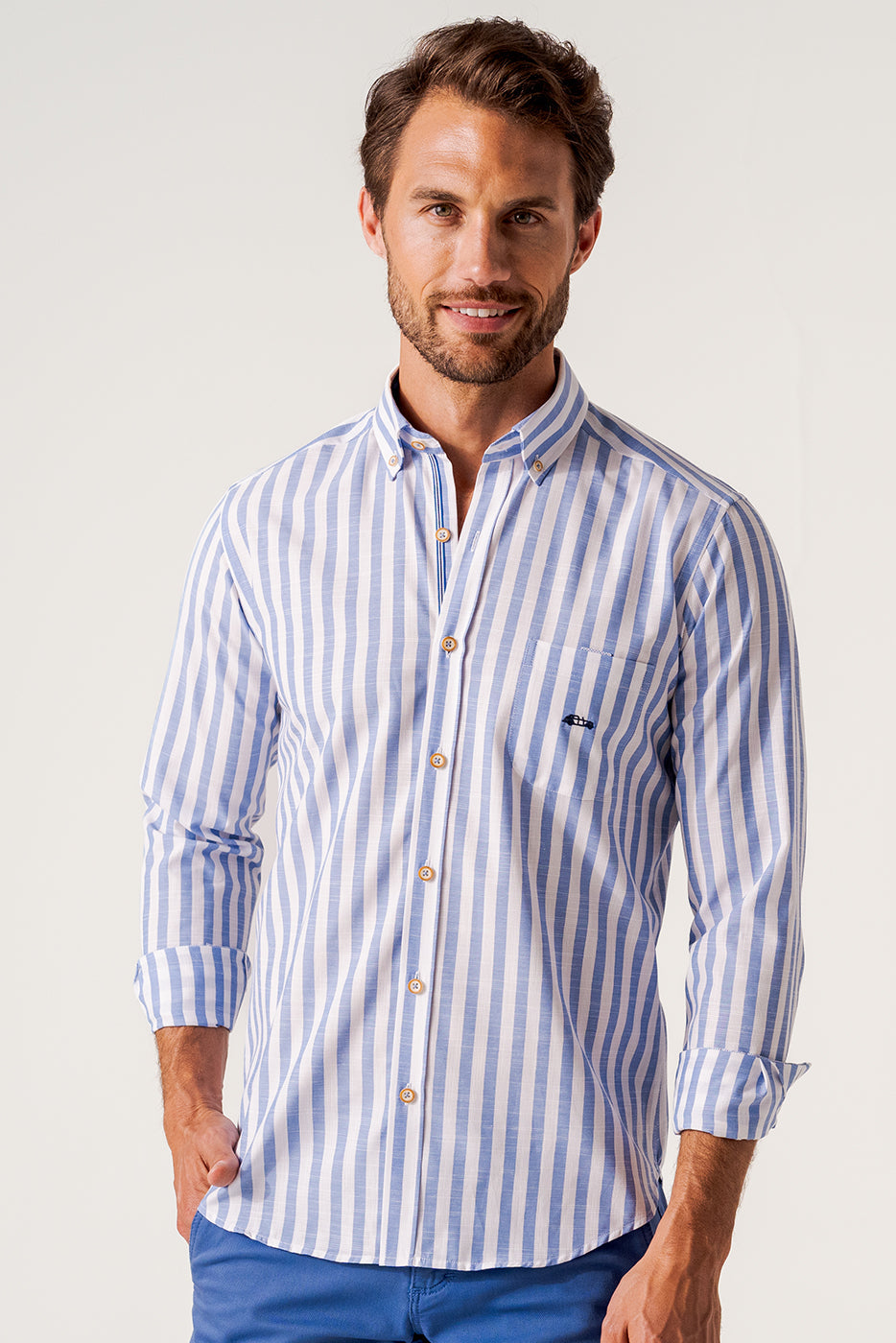Camisa de manga larga de rayas veraniegas