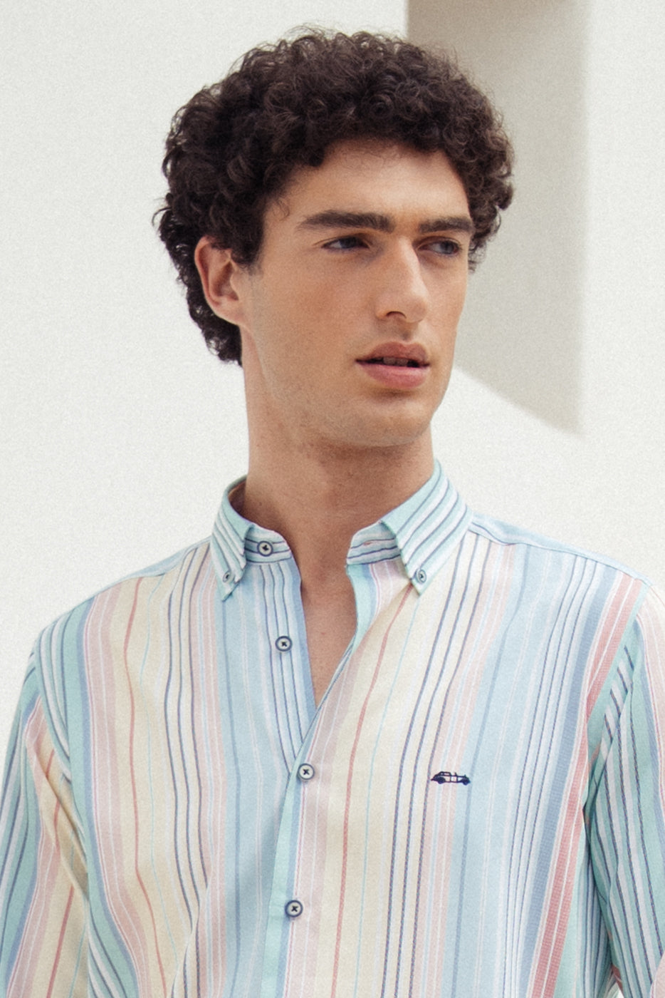 Camisa manga larga estampada rayas tipo oxford