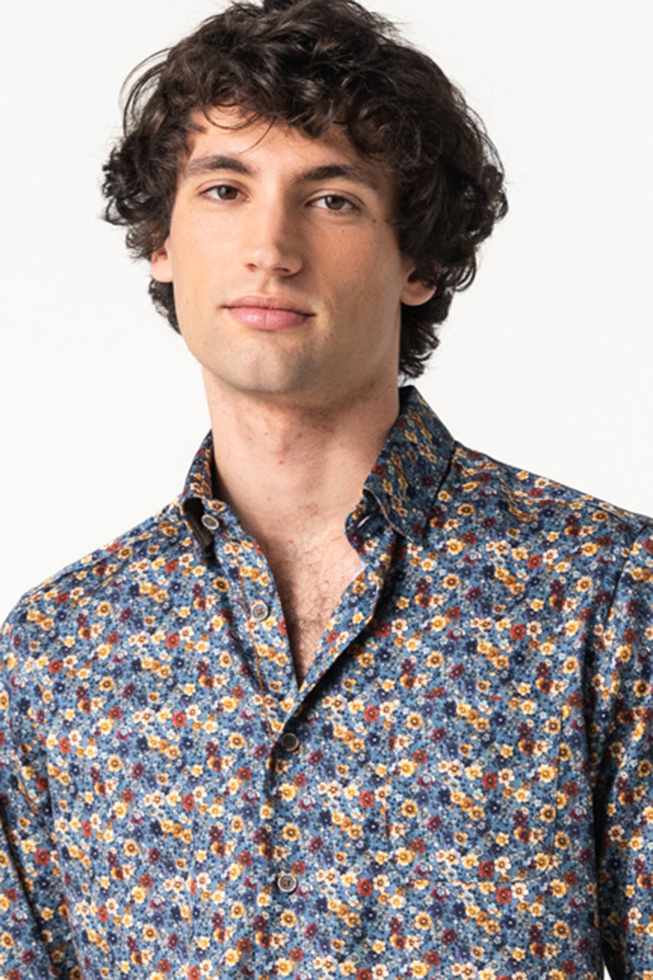 Camisa estampado flores multicolor hombre