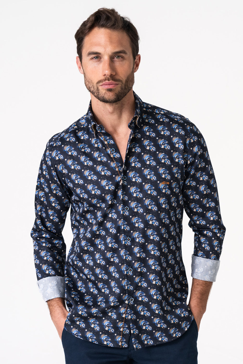 Camisa estampado dianas fondo marino hombre