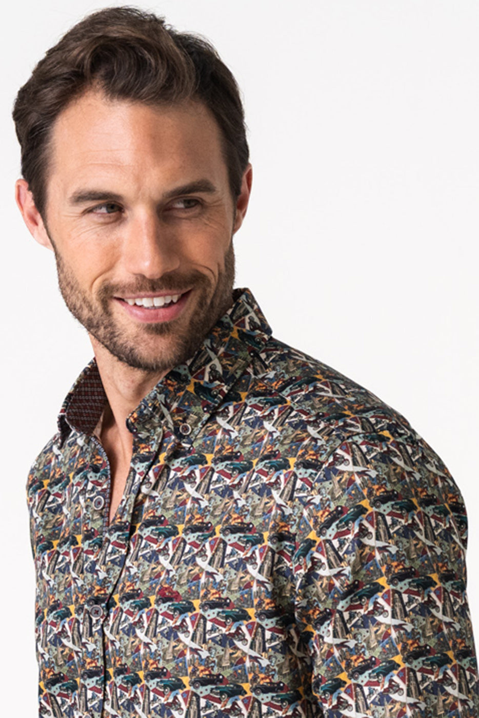 Camisa hombre estampado cómic multicolor