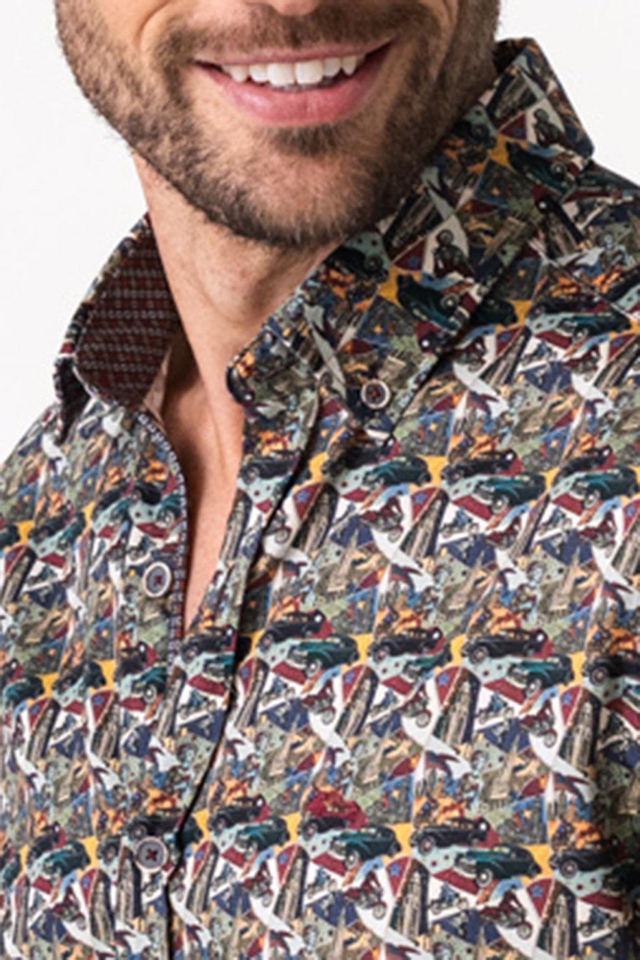 Camisa hombre estampado cómic multicolor