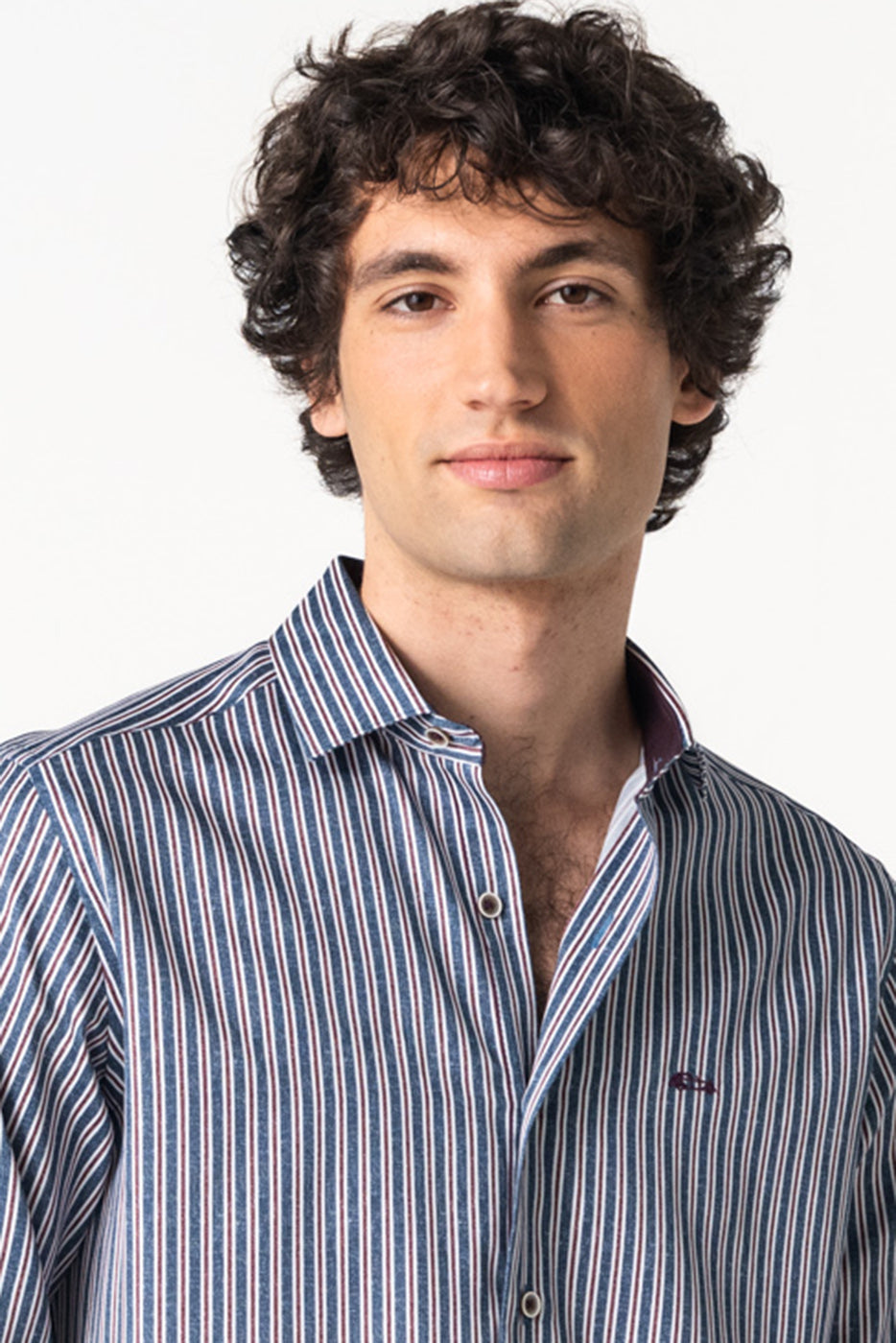 Camisa hombre rayas granate y marino