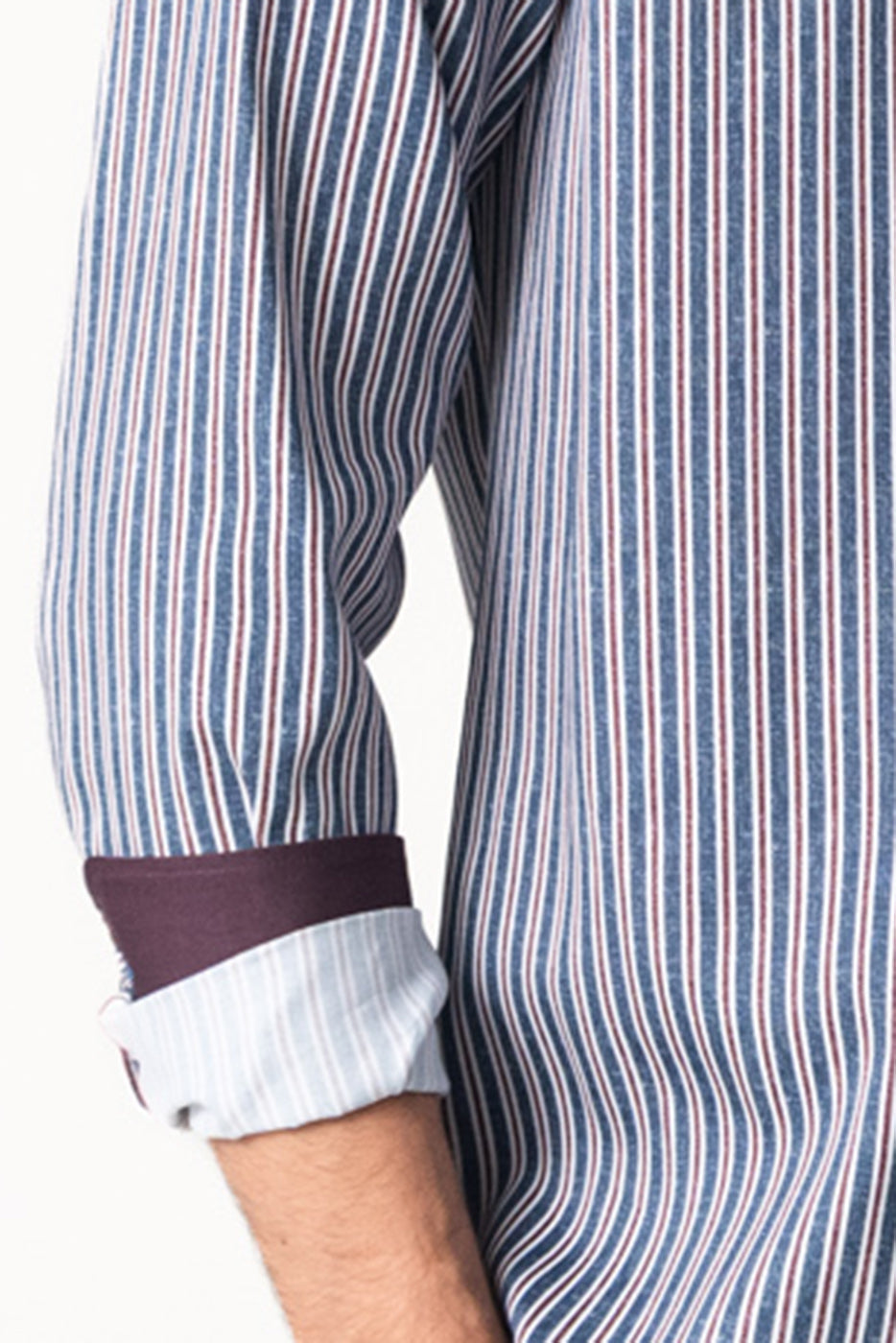 Camisa hombre rayas granate y marino
