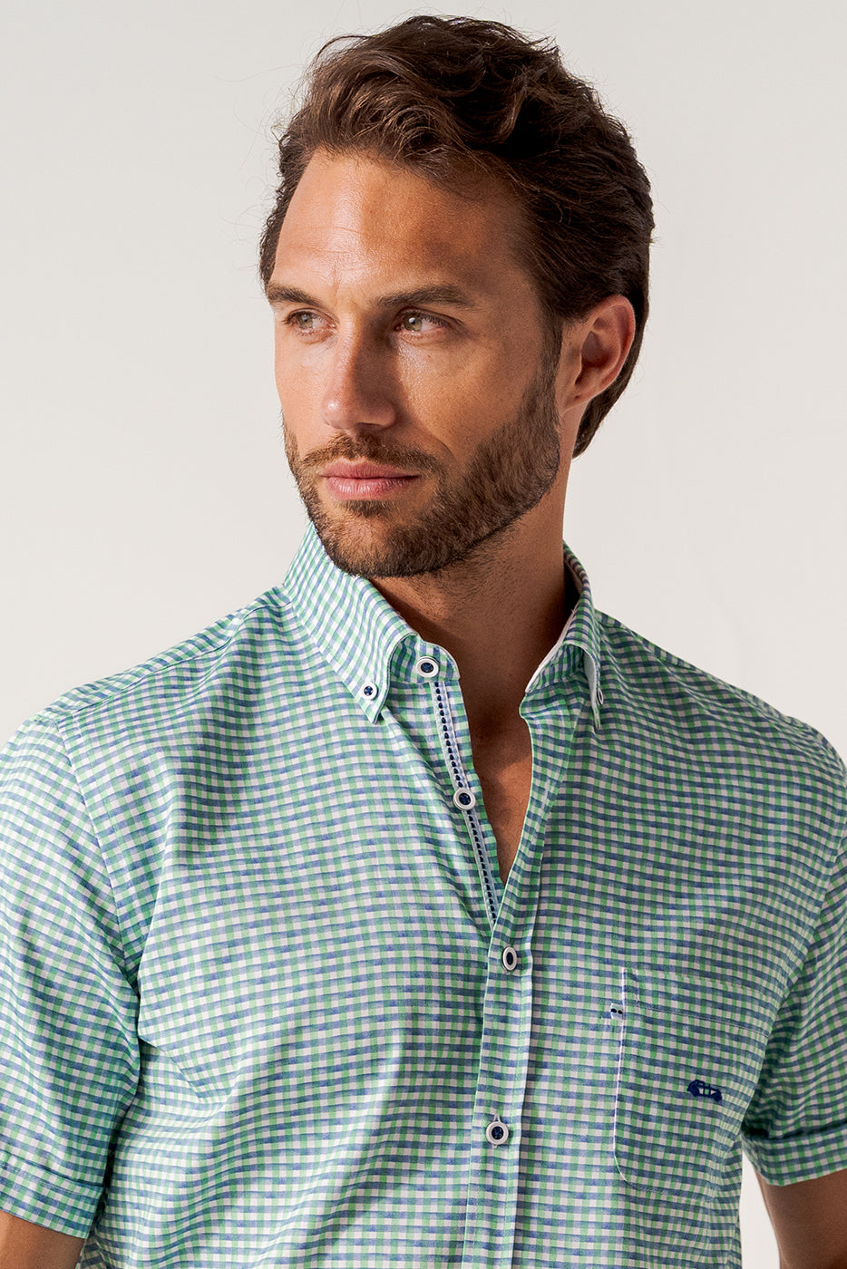 Camisa cuadro vichy manga corta