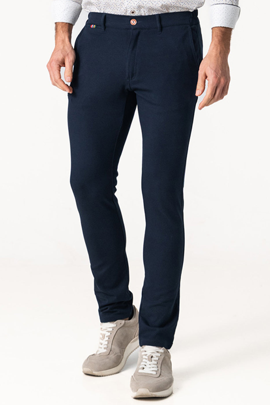Pantalón chino elástico hombre marino 