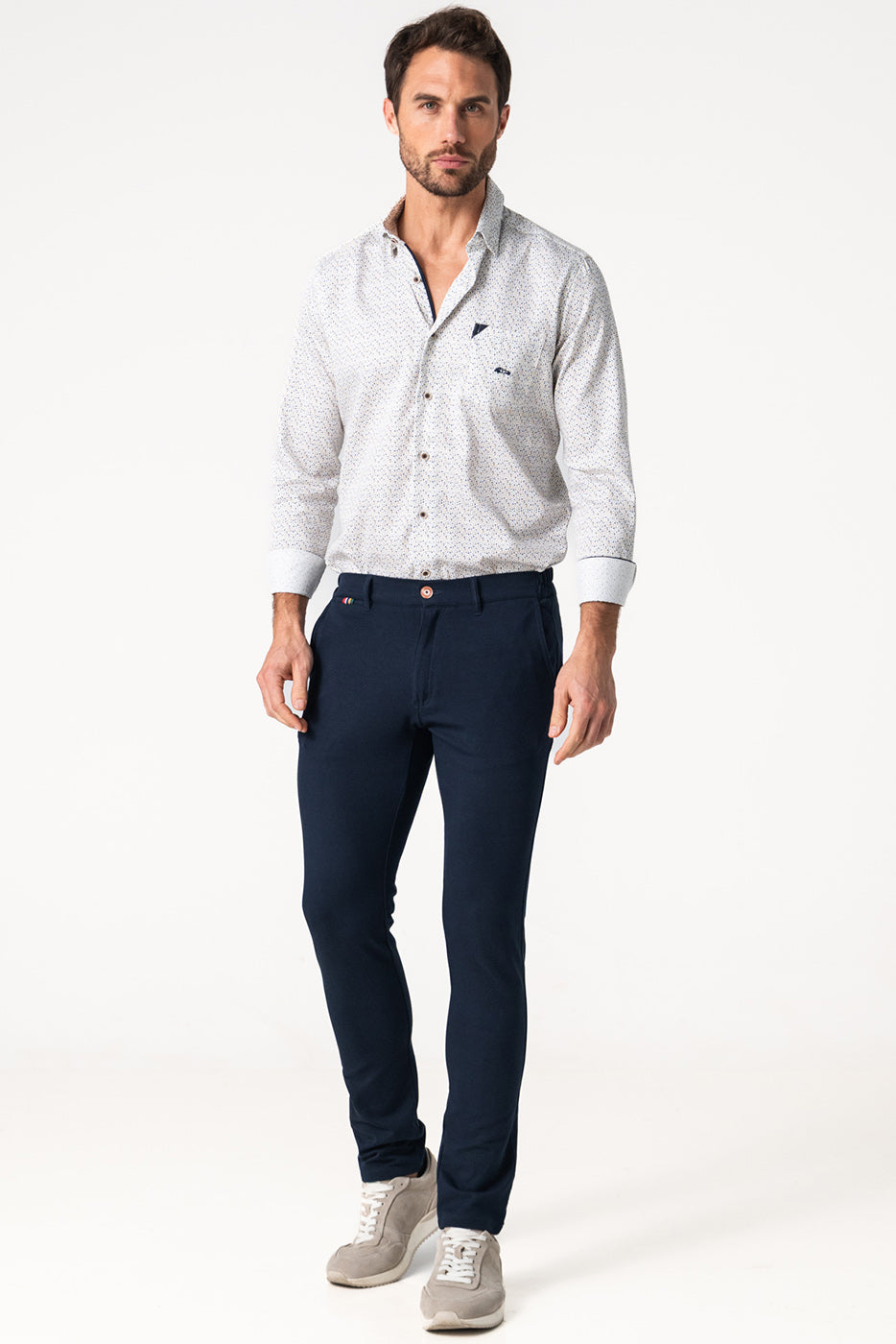 Pantalón chino elástico hombre marino 