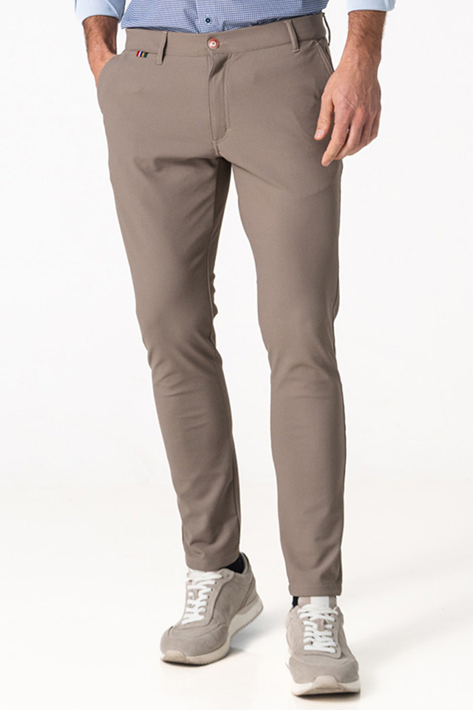 Pantalón hombre chino elástico beige